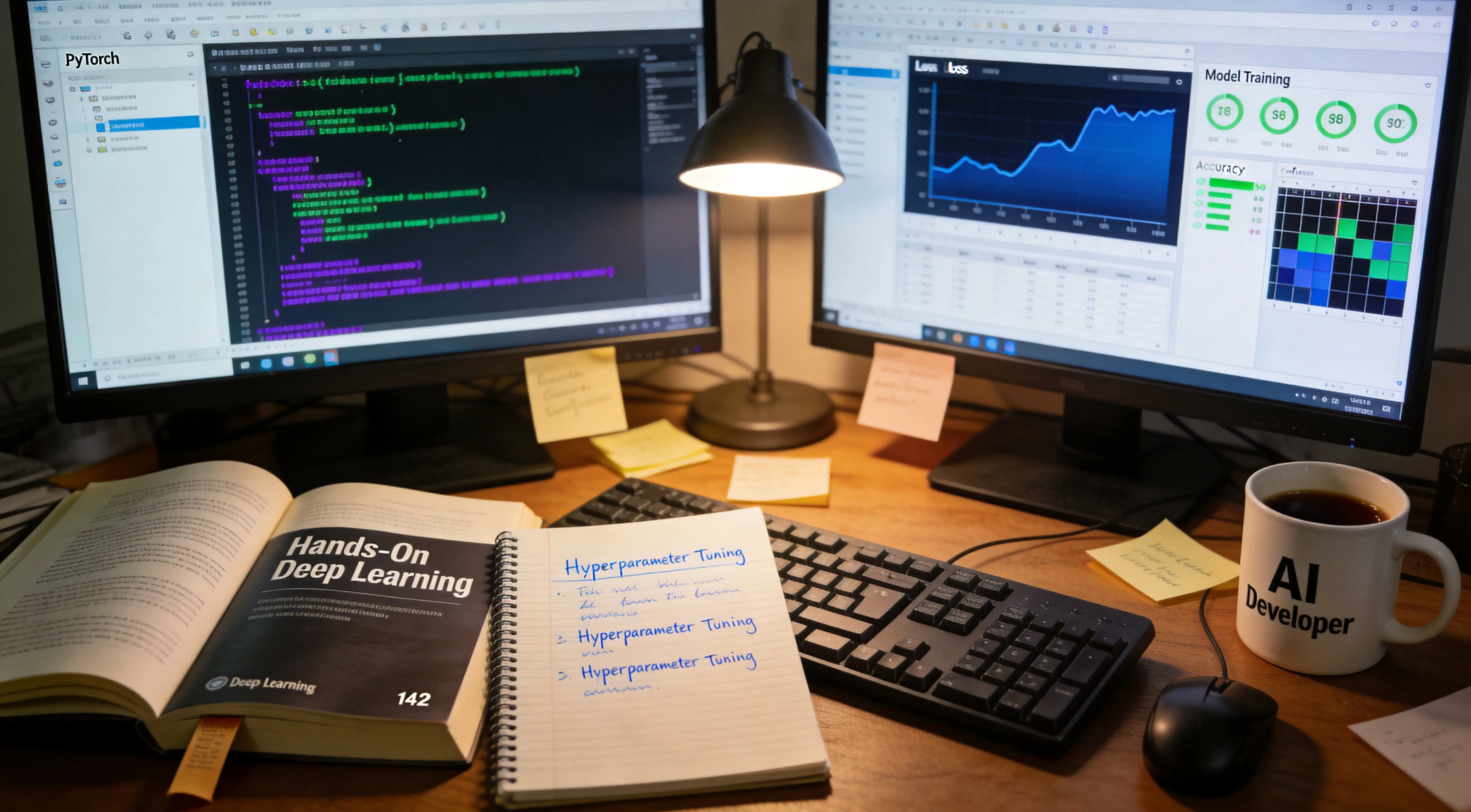 AI开发学习真实场景:PyTorch代码、Jupyter Notebook、模型训练、深度学习书籍与学习笔记.webp